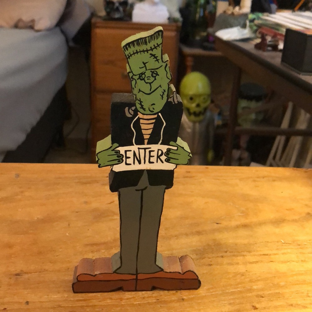 Frankenstein wood decoration 8 inches tall